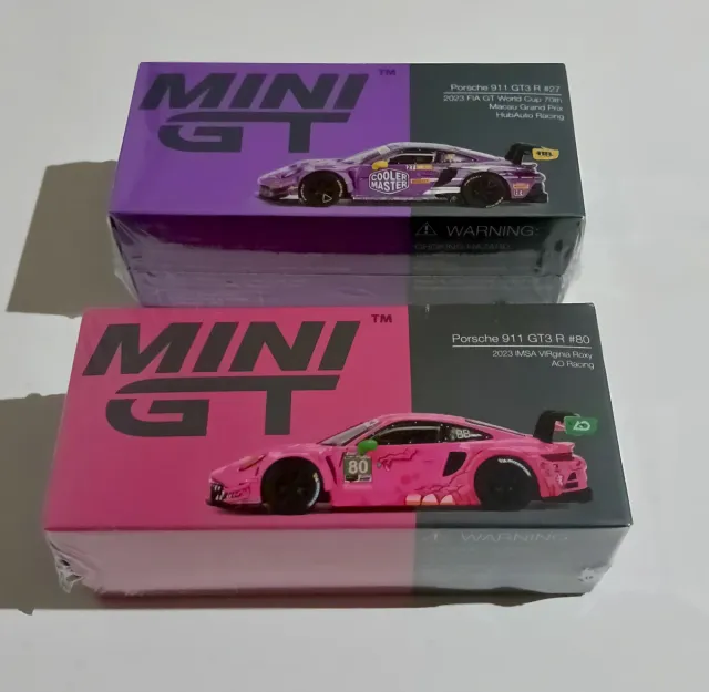 Pack 2 Mini GT Porsche 911 GT3 R #27 & #80