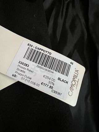 Cappotto Camomilla nero con bottoni dorati