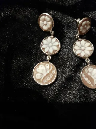 Pendientes Plata Antigua Flores y Mariposas