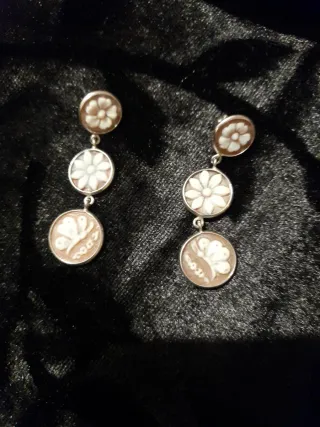 Pendientes Plata Antigua Flores y Mariposas