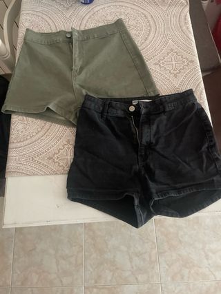 Shorts vaqueros negros y verdes