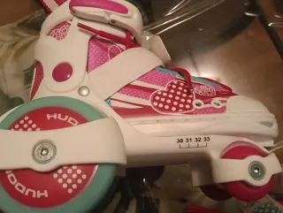 Patines extensibles Hudora rosas con corazones