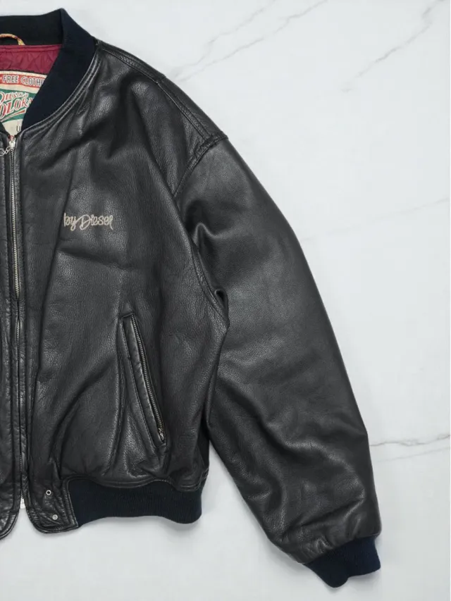Chaqueta Bomber Diesel Cuero Auténtico Talla XL