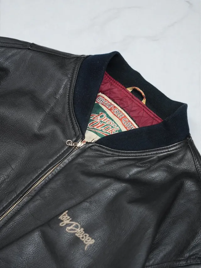 Chaqueta Bomber Diesel Cuero Auténtico Talla XL