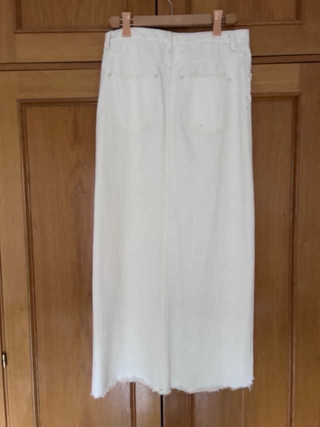 Falda larga vaquera beige