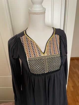 Vestido Boho Étnico Bordado Años 2000