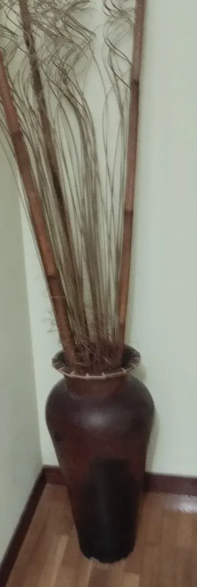 Jarrón grande decorativo bambú y cerámica