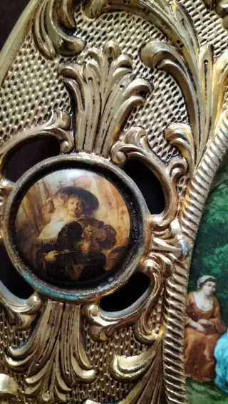 Cornucopia antigua bronce y porcelana