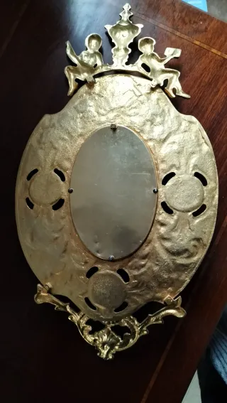 Cornucopia antigua bronce y porcelana