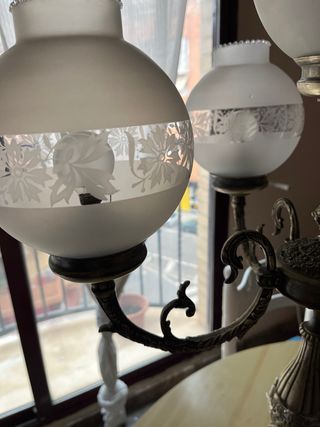 Lámpara Sobremesa Vintage Cristal Bronce y Mármol