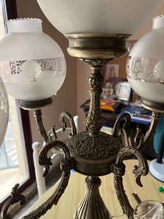 Lámpara Sobremesa Vintage Cristal Bronce y Mármol