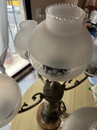 Lámpara Sobremesa Vintage Cristal Bronce y Mármol