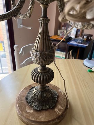 Lámpara Sobremesa Vintage Cristal Bronce y Mármol