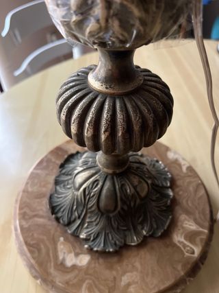 Lámpara Sobremesa Vintage Cristal Bronce y Mármol