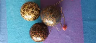 3 Bolas Decorativas Natalícias Papel Mache