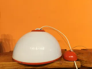 Lampadario vintage anni 70 rosso/bianco