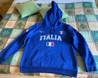 Felpa blu Italia con cappuccio