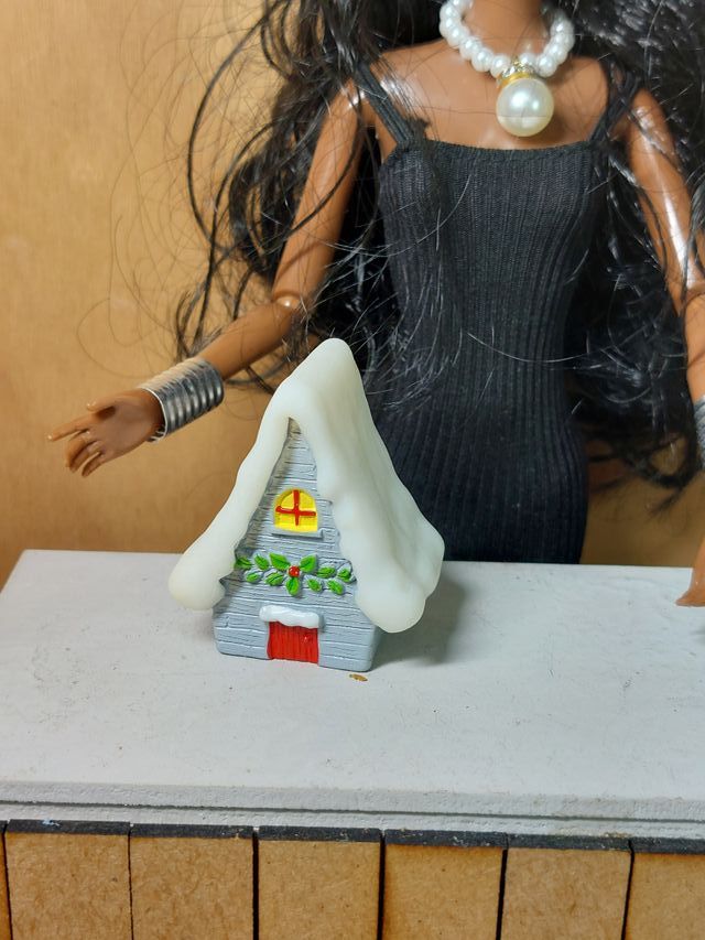 Casa Navidad Resina Miniatura Escala 1:6