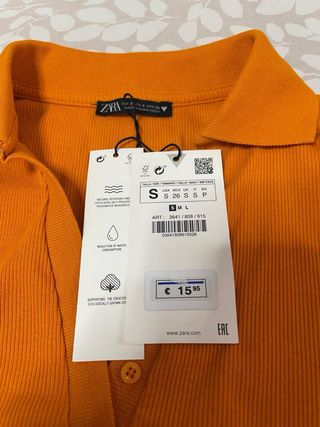 Top Zara Naranja Manga Larga
