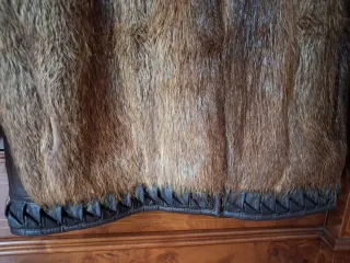 Chaquetón Pelo Natural y Cuero Marrón