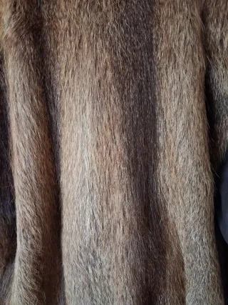 Chaquetón Pelo Natural y Cuero Marrón