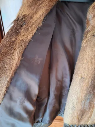 Chaquetón Pelo Natural y Cuero Marrón