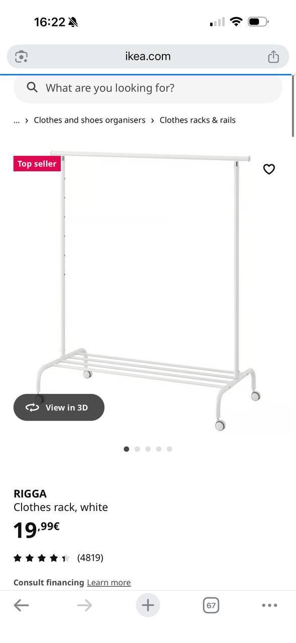 Perchero Rigga Ikea Blanco