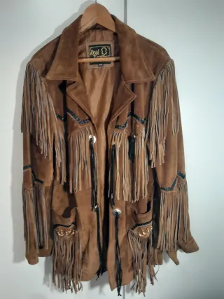 Chaqueta de Cuero con Flecos Talla XL