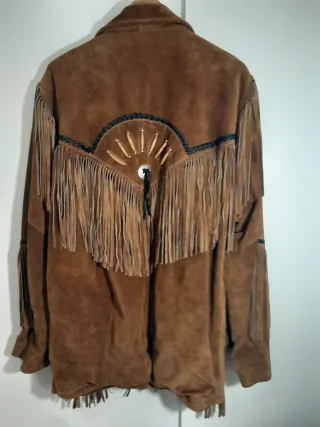 Chaqueta de Cuero con Flecos Talla XL