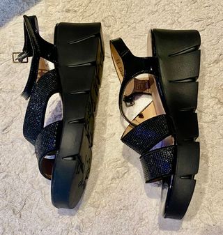 Sandalias Negras Brillantes Talla 38