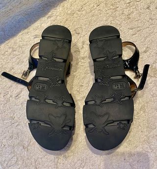 Sandalias Negras Brillantes Talla 38