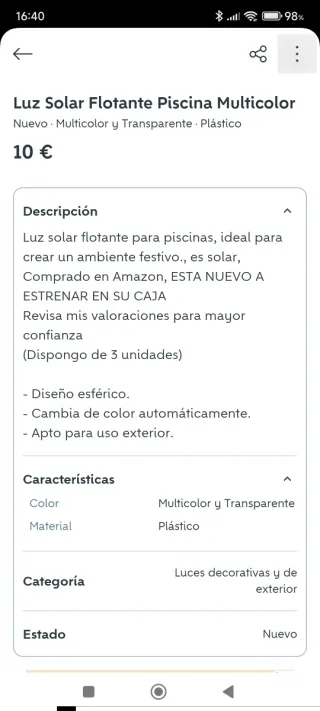 Luce solare galleggiante per piscina