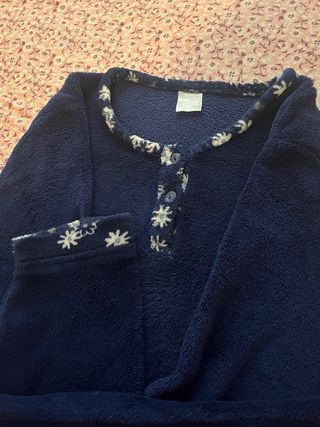 Pijama 2 piezas invierno azul con estampado floral