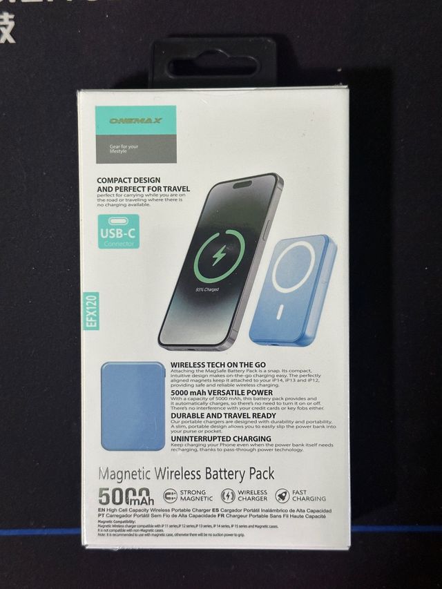 ONEMAX Power Bank Magnético Inalámbrico 5000 mAh
