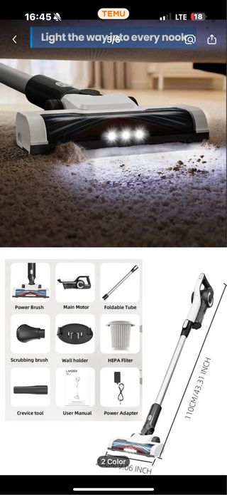 Aspiradora de mano y escoba con accesorios