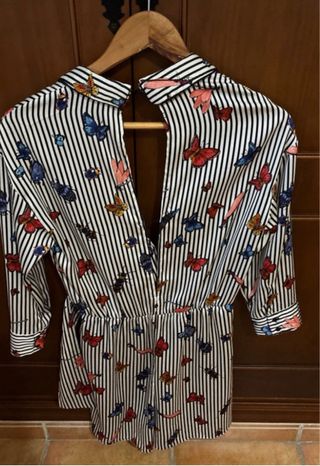 Vestido Zara Estampado Mariposas Rayas