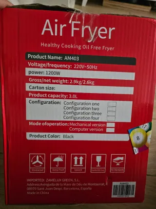 Freidora de aire ZIVAMM NUEVA A ESTRENAR!!