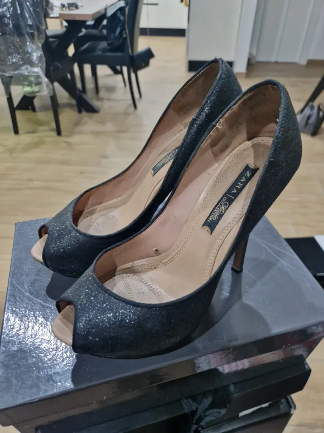 Décolleté Zara glitter nere