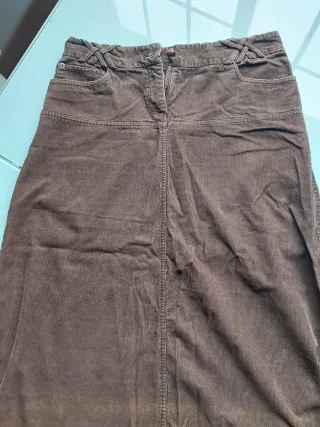 Falda larga pana vintage marrón