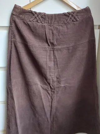 Falda larga pana vintage marrón