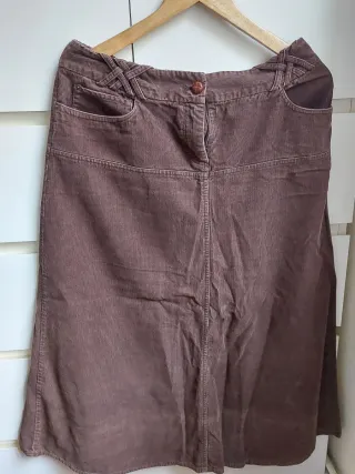 Falda larga pana vintage marrón