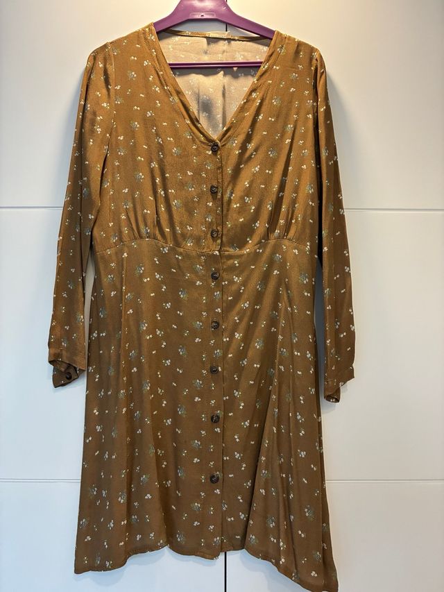 Vestido floral marrón mujer