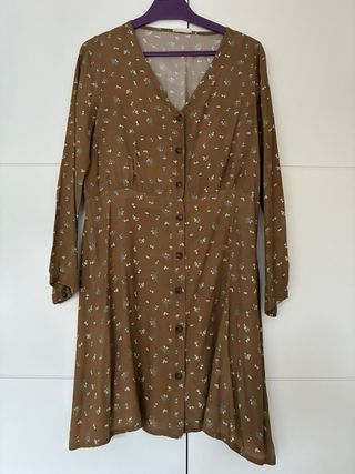 Vestido floral marrón mujer