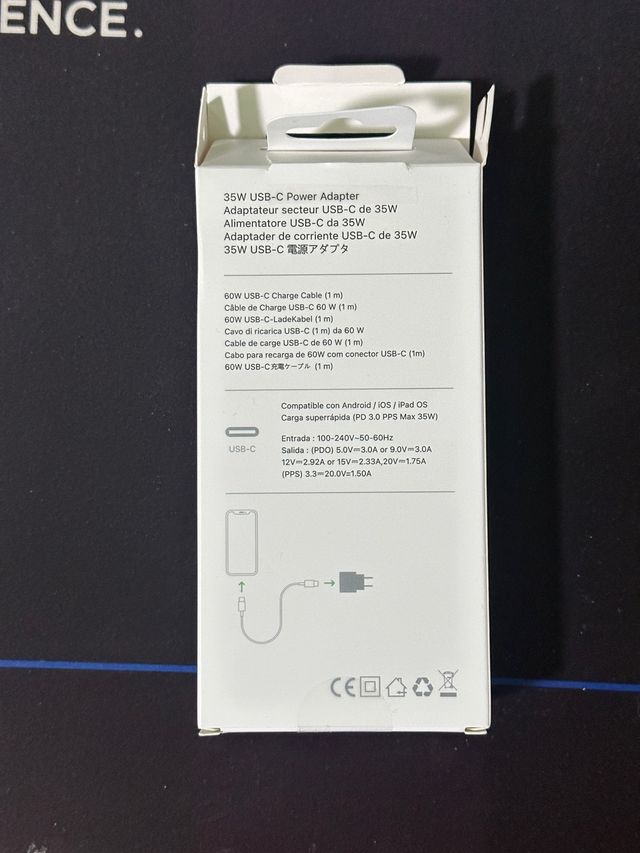 Cargador USB-C 35W + Cable USB-C 60W