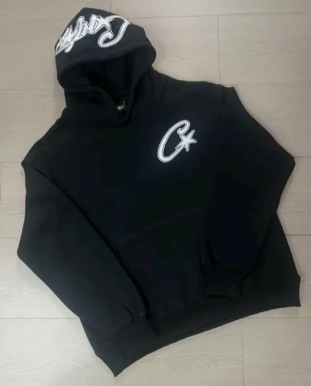 Sudadera corteiz con capucha negra talla M