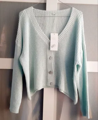 Casaco malha verde água tamanho único TIMIAMI