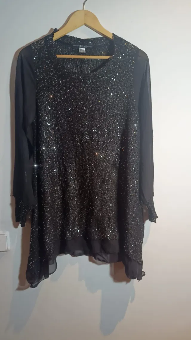 Vestido TIBALAN negro lentejuelas