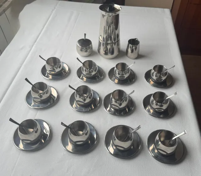 Juego café 12 serv+Cafetera Acero inox 18/10 plata