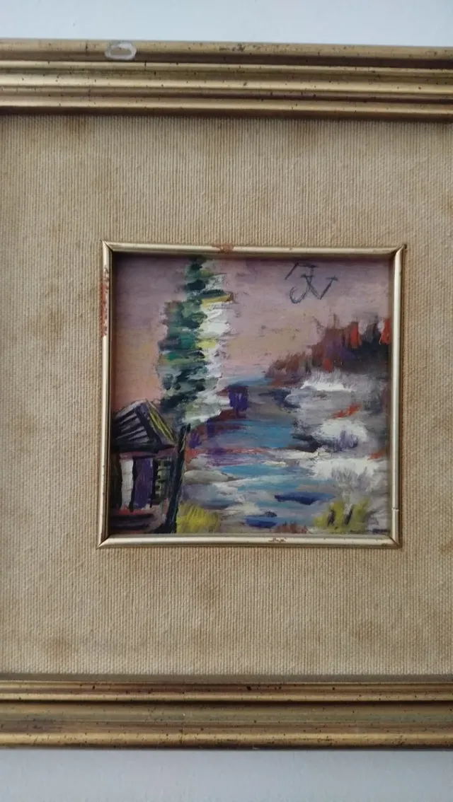 Quadro Vintage Cornice Oro Tessuto