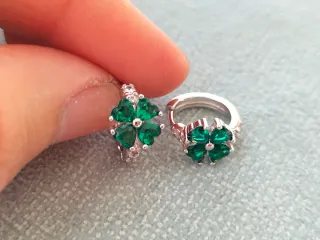 Pendientes aro trébol plata de ley